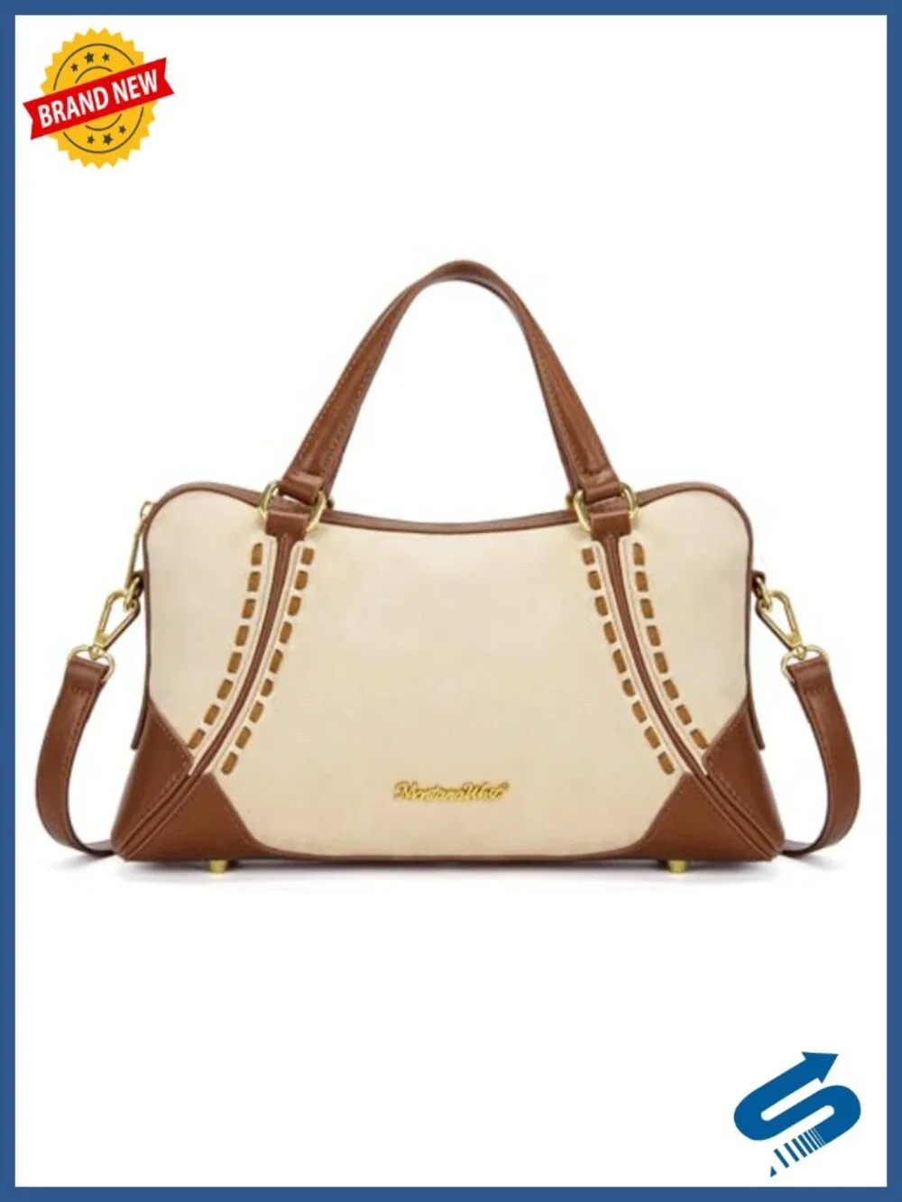 Faux Suede Satchel Crossbody Bag with Adjustable Strap